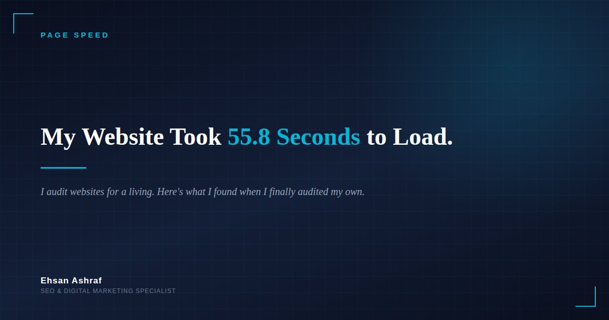 My Website Took 55.8 Seconds to Load. Here's What I Found Auditing My Own Site.